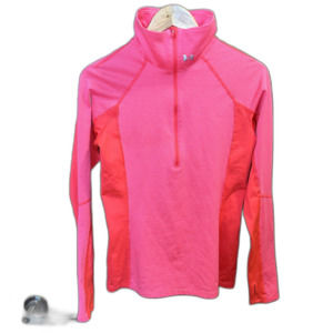 Under Armour Cold Gear M Bright Orange Striped Quarter Zip Running Jacket